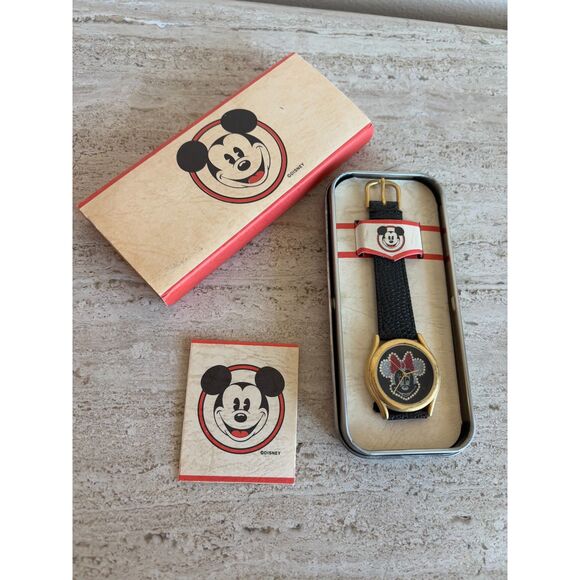 VTG Disney Leather Watch - Rhinestone Minnie main image 7